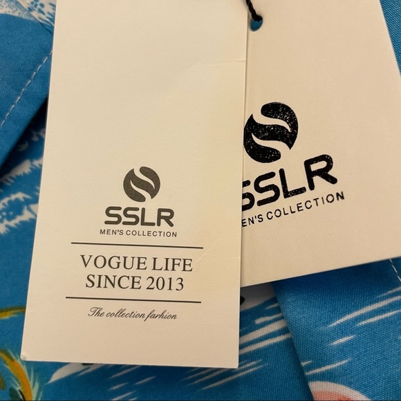 NWT SSLR Men's Hawaiian Floral Flamingo Shirt. Size M - Picture 5 of 8